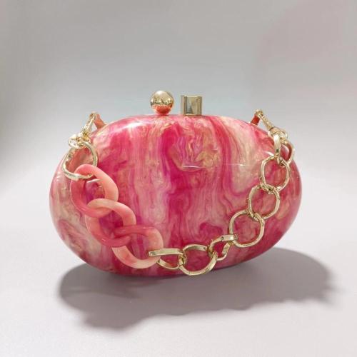 Bulk Wholesale Oval Acrylic Fashion Crossbody Shoulder Bag Pink Evening Clutch Bag Acrylic Purse Handbags Woman