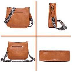 2023 HONGYA Sling HandBag PU Leather Adjustable Leopard Guitar Strap Shoulder Crossbody Hobo Bags Purse For Women