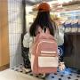 HR053 Female Student Study Versatile INS Cool Backpack Canvas Zipper Fashion Laptop Bag Combination Color Birthday School Bag