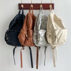 Wholesale Simple Multiple Pockets Women's Backpacks Laptop Bag Travel Sports Waterproof Zipper PU Leather Backpacks for Girl