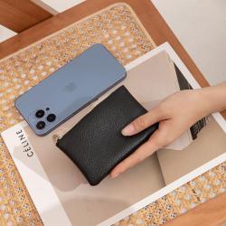 Men and women wallets new lychee grain simple zipper coin purse ultra-thin short card coin key organizer bag pouch