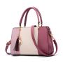 Modern Simple Women Hanging Decoration Tassel Sequined Lichee Handbags PU Lady Bags Girl Contrast Color Zipper Square Bag