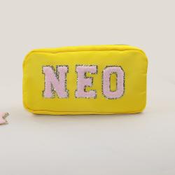 Manufactory Custom Logo 18 Colors Four Size RTS Stock Portable Bulk Pink Nylon Cosmetic Bag
