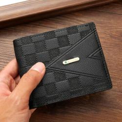 2024 New Men's Short Business Wallet Factory Direct Luxury Multi-Card Horizontal Position Waterproof Open Closure Type