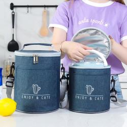 Trending Hot Products Adjustable Shoulder Strap Round Insulated Double Zipper Lunch Case Bag
