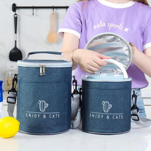 Trending Hot Products Adjustable Shoulder Strap Round Insulated Double Zipper Lunch Case Bag