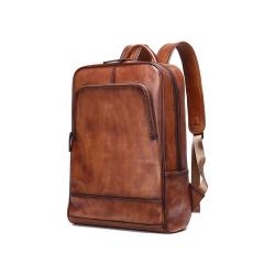 2023 hot selling  computer bag Genuine Leather Vintage Laptop Backpack for Men
