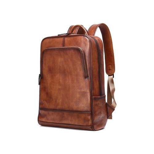 2023 hot selling  computer bag Genuine Leather Vintage Laptop Backpack for Men