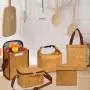 Custom Print Logo Brown Reusable Insulated Food Thermal  Aluminum Foil Dupont Tyvek Kraft Paper Lunch Cooler Bag With Handle