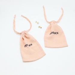 Hot Sale Pink Gauze Cotton Drawstring Pouch Cosmetic Packaging Bag Custom Logo Pink Cotton Gauze Gift Bag