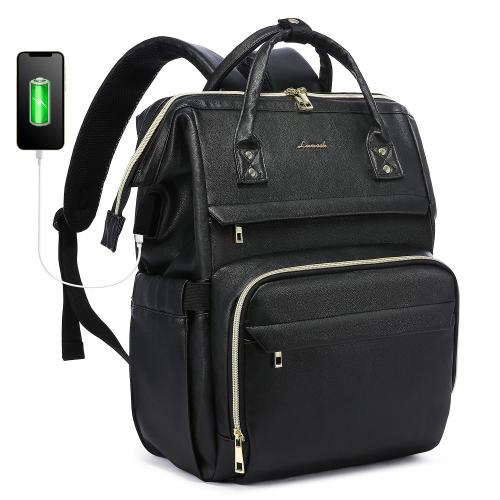 LOVEVOOK 2022 Soft Faux PU Leather Travel Backpack Purse Casual Men's School Book bags 14 15.6 17 inch Women's Laptop Backpacks