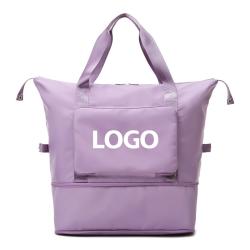 custom logo foldable travel bag waterproof carry on hand large capacity portable woman collapsible weekender sport duffle bags