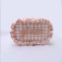Keymay Custom embroidered letters Girls Cute Organizer Zipper Pouch Gingham Pouch Check Cosmetic Bag Ruffle Makeup Bag