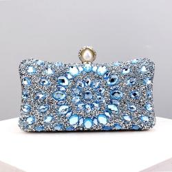 Hot selling diamond multicolour shiny rhinestone handbag clutch bag ladies party wedding blue evening bags