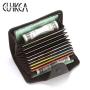 CUIKCA HF043 New Lychee Pattern PU Leather Unisex Organ Type Card Holders Buckle Wallet Purse Business ID Bank Card Cases