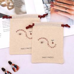 Reusable Cotton Tea Snack Packaging Drawstring Bag Custom Logo Printed Sachet Gift Muslin Pouch