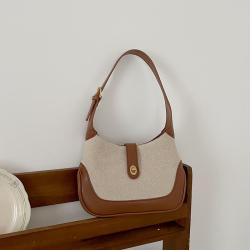 2023 New Summer Vintage Armpit Bags Retro Contrast Color Bags For Women Canvas Stitching Sac Main Femm Sac Handbag Manufacturer