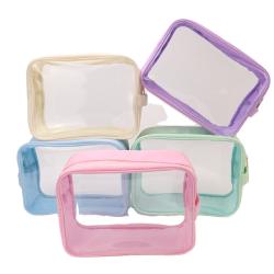 New Trends Clear PVC Plastic Bag For Makeup Brushes Makeup Zipper Pouch Custom Transparent Travel Cosmetic Bag