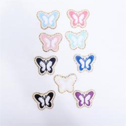 Keymay New Design Stock Fast Shipping Butterfly Bow Flowers Patches Sticker Personalized Glitter Patch Adhesive Chenille Patch