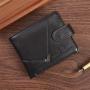 Men's wallet, horizontal style, short style, retro, zipper and buckle, money clip, new style leather wallet, change pocket