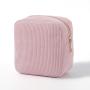 Drop Ship Supported  Designer Cosmetic Eco-Friendly Organizer Corduroy  Pink Make Up Bag Toiletry Bag For Women  Jewelry Pouch