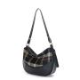 2024 Vegan Leather Women Shoulder Bag Fashion Ladies Sling Bags Crossbody Bag With Top Canvas Design