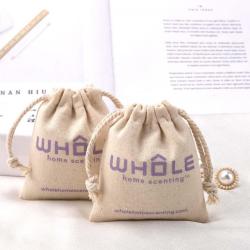 Custom Logo Printed Eco-Friendly Canvas Drawstring Bag Small Natural Reusable Cotton Canvas Gift Jewelry Pouch