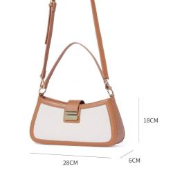 Special Design Canvas And Pu Leather Shoulder Bags With Inner Zipper Pocket Customized Hardware Ladies Cross Body Bags