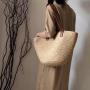 Straw Woven Shoulder Ladies Bag Bolsos New Fashion Bucket Bag Pure Color Zipper Leisure Bags