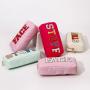 Keymay Hot Sale Waterproof Cute Personalized Gift Rainbow Letter Patches Girls Nylon Pouch Nylon Makeup Bags Nylon Travel Bag