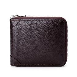 MSW001 Hot Sale Exclusively Anti-theft Brushed RFID Leather Men's Wallet Short Zipper Leather Purse for Men