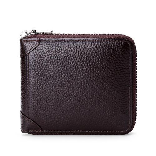 MSW001 Hot Sale Exclusively Anti-theft Brushed RFID Leather Men's Wallet Short Zipper Leather Purse for Men
