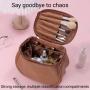 Custom Logo Makeup Brush Bag Waterproof PU Leather Toiletry Pouch Women Travel Beauty Tool Storage Bag