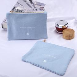 High Quality Custom Logo Printing Canvas Zipper Cosmetic Travel Pouch 8oz Cotton Makeup Bag