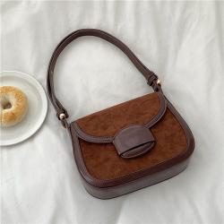 2024 Newest Women Shoulder Plush Bag Handbags Luxury Winter Faux Suede Hand Bags Ladies Fashion PU Stitching Small Crossbody Bag