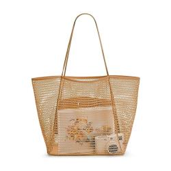 Large Capacity Mesh Shoulder Swimming Bag Summer Travel Foldable Mesh Beach Tote Bag