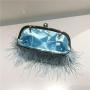 ZWY332 Wholesale Fashion Ladies Ostrich Fur Evening Bag Party Luxury Pearl Chain Shell Clutch Party Bar Shoulder Crossbody Bag