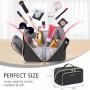 Customized Portable Travel Makeup Case Large Leather Cosmetic Bag with Strap Flat Lay Opening Waterproof Anti-Dust for Women