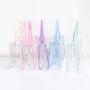 Chic Girls U Shape Short Clear Tote Bag Women Bright Jelly Color Shopping Dating Transparent PVC Handbags Clear Tote Bag