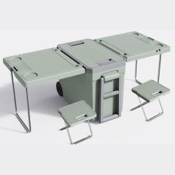 32L Multi-functional picnic ice insulated cooler box with handle and wheels and table and chairs