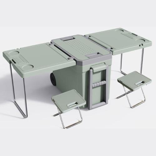 32L Multi-functional picnic ice insulated cooler box with handle and wheels and table and chairs
