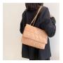 HR522 Women Carrying Tote Bag New Fashion PU Chain Large Messenger Bag Rhombic Pattern Solid Color Crossbody Shoulder Bag