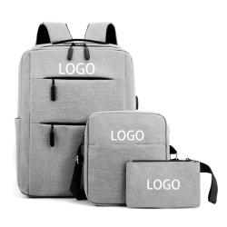 Wholesale Custom Lightweight Three-piece Set Large Capacity Computer Laptop Backpack With Crossbody Bag and Clutch Bag