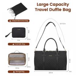 LOVEVOOK 2024 New Fashion Quilted Weekender Overnight Duffle Bag with 3 Packing Cubes Carry on Travel Luggage Duffel Bags Women