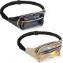 Gelory Outdoor Activities Hiking Shiny PU Laser Fanny Pack Travel Waterproof Holographic Waist Bags for Women