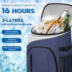 Leak-Proof Large Capacity 30-Can Insulated Thermal Bag Soft Cooler for Beverage Lunch Travel - Unisex Cooler Backpack