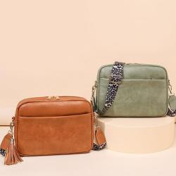 HOT sale vegan leather bags women handbags ladies luxury fashion shoulder bag cross-body bags with wide strap with tassel zipper