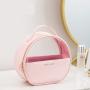 Gelory Fashion Three-Piece Pink/Black Colors PVC PU Transparent Cosmetic Bag Set Luxury Travel Toilet Bag