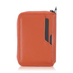 Personalized RFID Blocking Bifold Credit Card Holder with Zipper Coin Pocket High Quality Genuine Leather Small Card Wallet