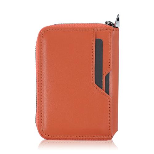 Personalized RFID Blocking Bifold Credit Card Holder with Zipper Coin Pocket High Quality Genuine Leather Small Card Wallet